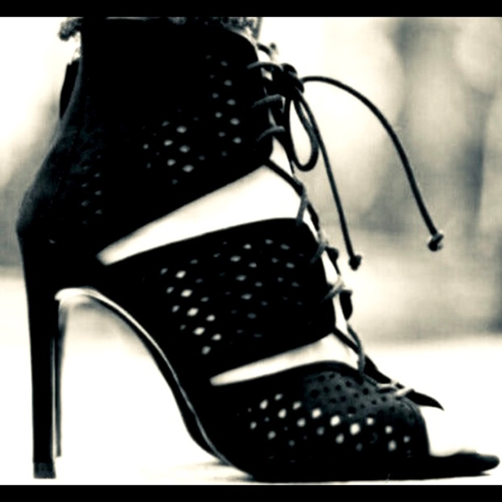 Zara Basic Black Laser Cut Lace Ups